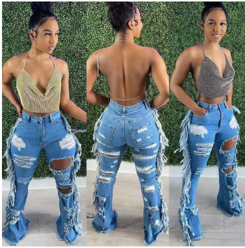 Ripped Tassel Jeans